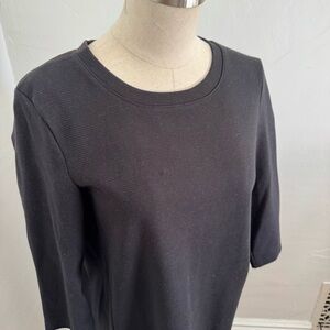 Classic Black Ribbed Cotton Women's Dress